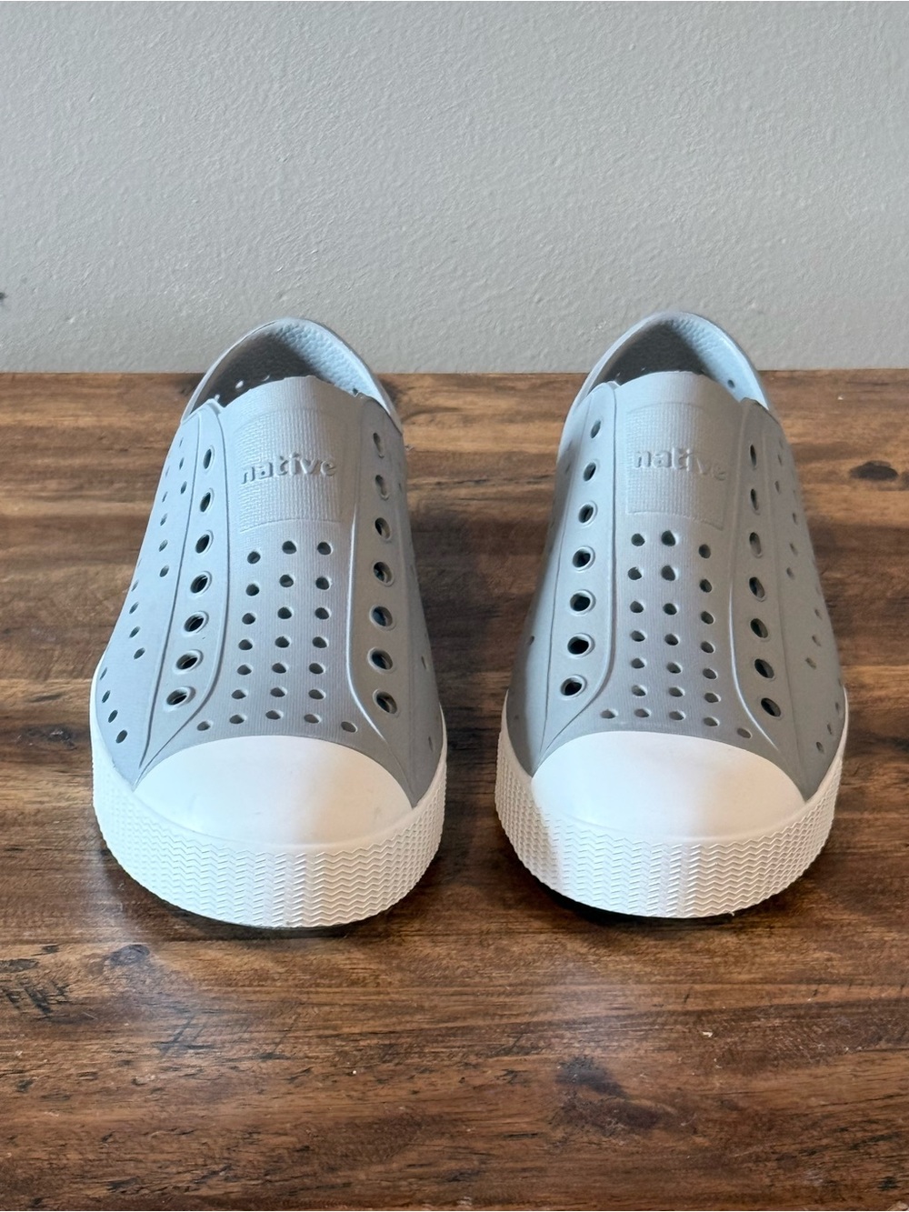 Native Slip-On Loafers in Gray and White